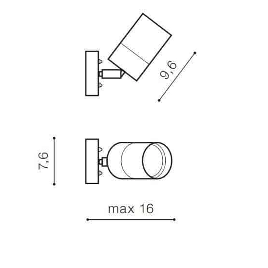 Rolf 1 Wall (black) AZ4475 GU10 1x MAX 35W IP44 METAL GLASS AZZARDO