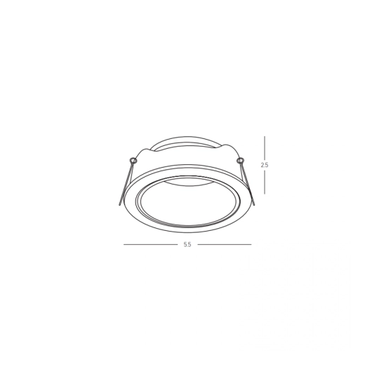 Biała oprawa podtynkowa S223 MR11 GU10 Zambelis - wymiary i schemat montażowy