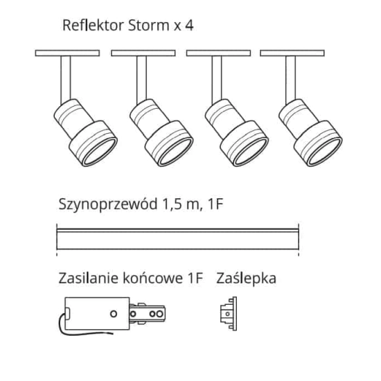 kinkiecik.pl Zestaw szynowy 4pł Storm SET czarny LP-733 SET BK 1,5m Light Prestige