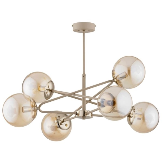 Lampa wisząca Sagito 6xE14 beżowa + złoto 63405 ALFA