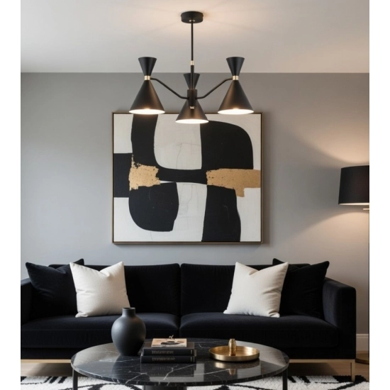 Lampa wisząca Salut 3xE27 + 3xGU10 czarna złota 63366 ALFA