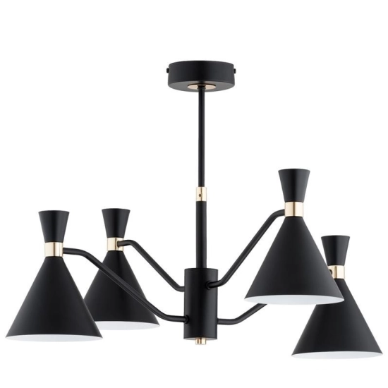 Lampa wisząca SILVA 4xE27 + 4xGU10 czarna złota 63367 ALFA
