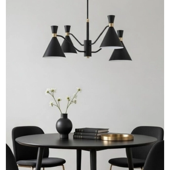 Lampa wisząca SILVA 4xE27 + 4xGU10 czarna złota 63367 ALFA