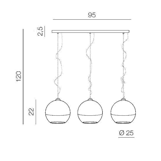 Lampa wisząca Silver Ball 3 Line AZ4751 AZZARDO