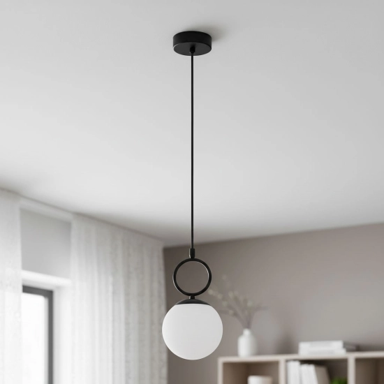 Lampa wisząca Sitro 1xE14 czarna-biała 61468 ALFA