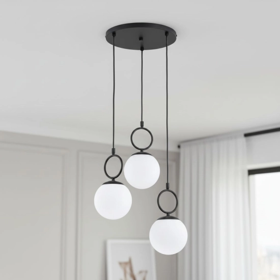 Lampa wisząca Sitro 3xE14 czarna-biała 62562 ALFA