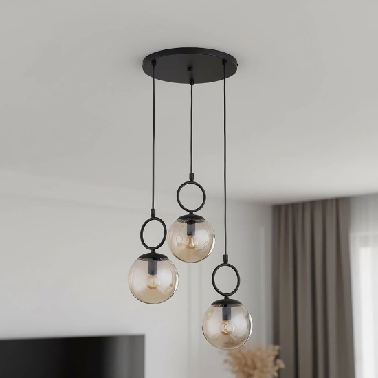 Lampa wisząca Sitro 3xE14 czarna-bursztyn 62563 ALFA