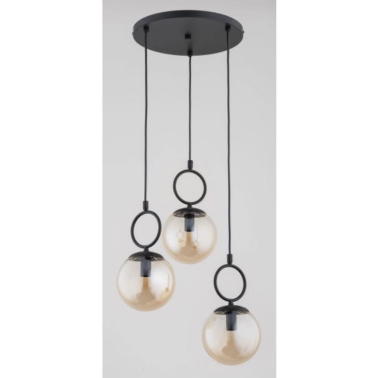 Lampa wisząca Sitro 3xE14 czarna-bursztyn 62563 ALFA