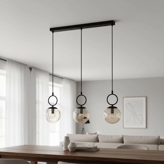 Lampa wisząca Sitro listwa 3xE14 czarna-bursztyn 62565 ALFA