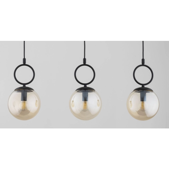 Lampa wisząca Sitro listwa 3xE14 czarna-bursztyn 62565 ALFA