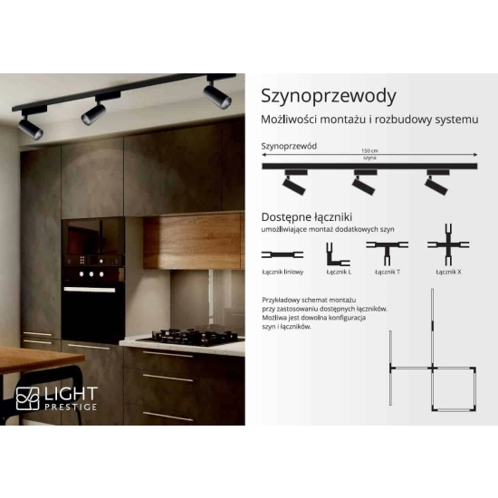 kinkiecik.pl Szynoprzewód 1F 1,5m czarny LP-571/150CM BK Light Prestige