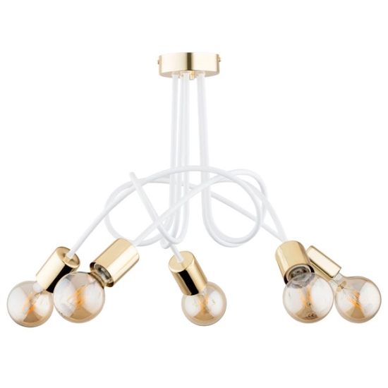 Lampa wisząca TANGO BIAŁO-ZŁOTA 5xE27 63211 ALFA