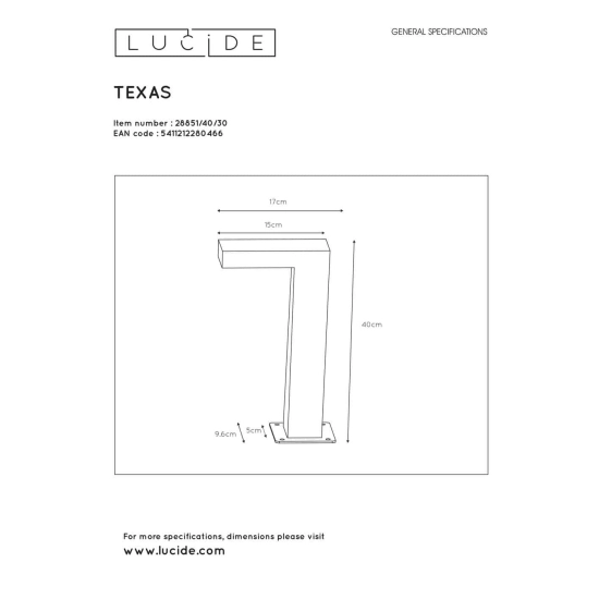 Lampa stojąca TEXAS LED 1x6W 3000K IP54 28851/40/30 Anthracite Lucide - zdjęcie dodatkowe 2