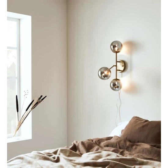 kinkiecik.pl Kinkiet TRINITY Wall 3L Brass/Smoke 108253 Markslojd