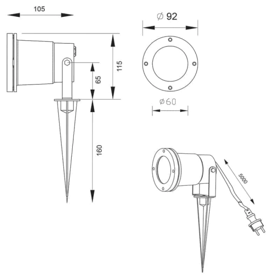 kinkiecik.pl Reflektor UBANGI – 800260142 excl. 1x GU10 · max. 28W IP65 TRIO