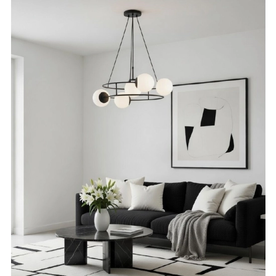 Lampa wisząca Urania 5xE14 czarna 63310 ALFA