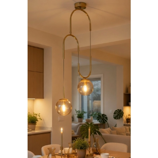 Lampa wisząca Venon 2xE14 złota bursztyn 62664 ALFA