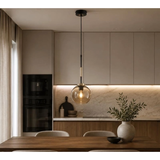 Lampa wisząca Verone 1xE27 czarna złota 61664 ALFA