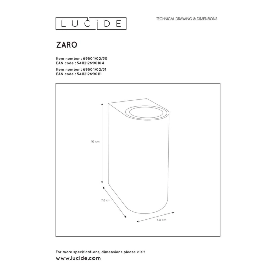 Kinkiet ZARO 2xGU10 IP44 biały 69801/02/31 Lucide - zdjęcie dodatkowe 3