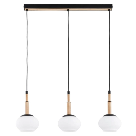 Lampa wisząca Ceres 3xE14 czarna jasne drewno 62595 ALFA