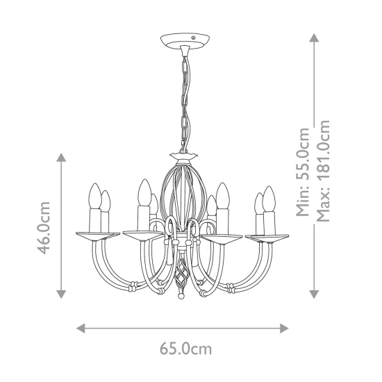 Żyrandol Aegean – 8 źródeł światła – Stary mosiądz AG8-AGED-BRASS Elstead Lighting