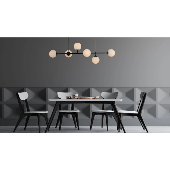 Lampa wisząca czarna białe kulki ALISA LP-005/6P BK/WH LIGHT PRESTIGE
