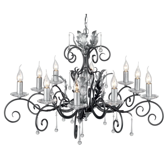Żyrandol Amarilli – 10 źródeł światła – Czarny / Srebrna patyna AML10-BLK-SILVER Elstead Lighting