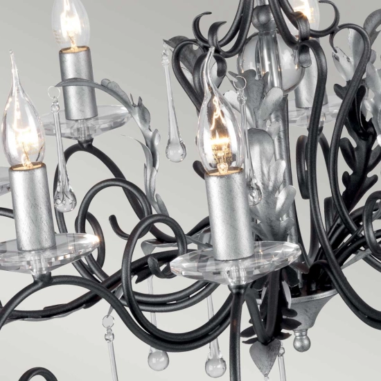 Żyrandol Amarilli – 10 źródeł światła – Czarny / Srebrna patyna AML10-BLK-SILVER Elstead Lighting
