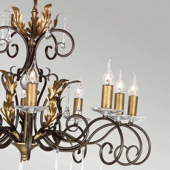 Żyrandol Amarilli – 10 źródeł światła – Brązowy / Złota patyna AML10-BRONZE Elstead Lighting