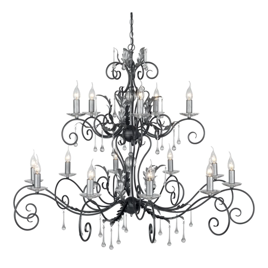 Żyrandol Amarilli – 15 źródeł światła – Czarny / Srebrna patyna AML15-BLK-SILVER Elstead Lighting