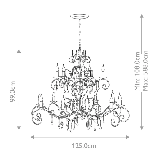Żyrandol Amarilli – 15 źródeł światła – Czarny / Srebrna patyna AML15-BLK-SILVER Elstead Lighting