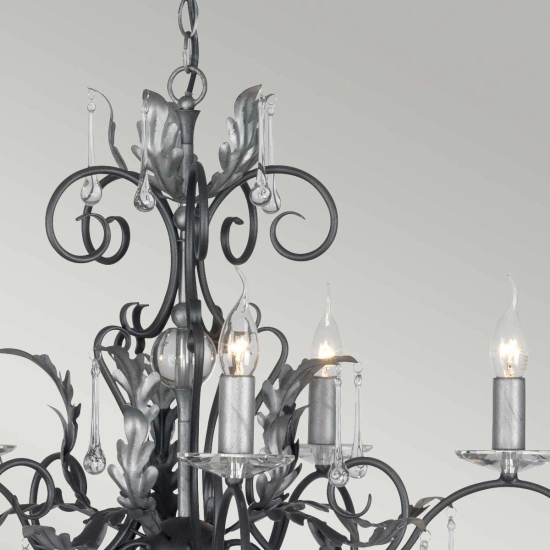 Żyrandol Amarilli – 15 źródeł światła – Czarny / Srebrna patyna AML15-BLK-SILVER Elstead Lighting