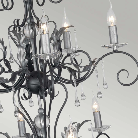 Żyrandol Amarilli – 15 źródeł światła – Czarny / Srebrna patyna AML15-BLK-SILVER Elstead Lighting