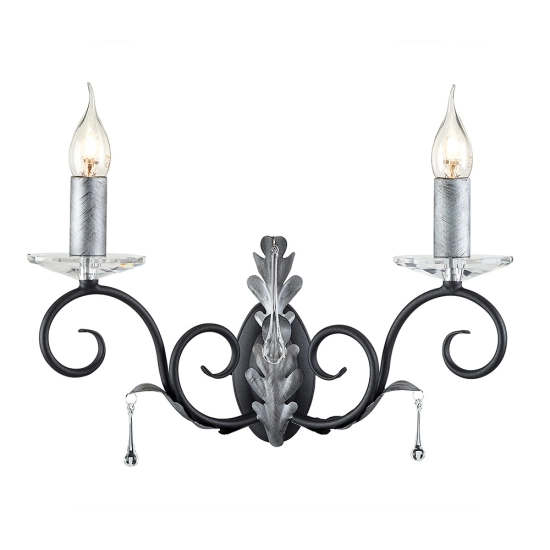 Kinkiet Amarilli – 2 źródła światła – Czarny / Srebrna patyna AML2-BLK-SILVER Elstead Lighting