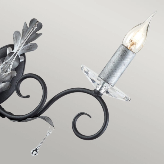 Kinkiet Amarilli – 2 źródła światła – Czarny / Srebrna patyna AML2-BLK-SILVER Elstead Lighting
