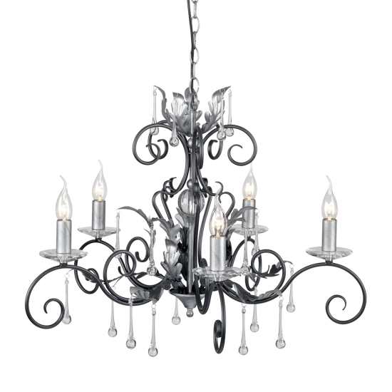 Żyrandol Amarilli – 5 źródeł światła – Czarny / Srebrna patyna AML5-BLK-SILVER Elstead Lighting