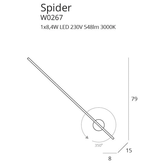 SPIDER W0267 KINKIET CZARNY IP44 MaxLight - zdjęcie dodatkowe 1