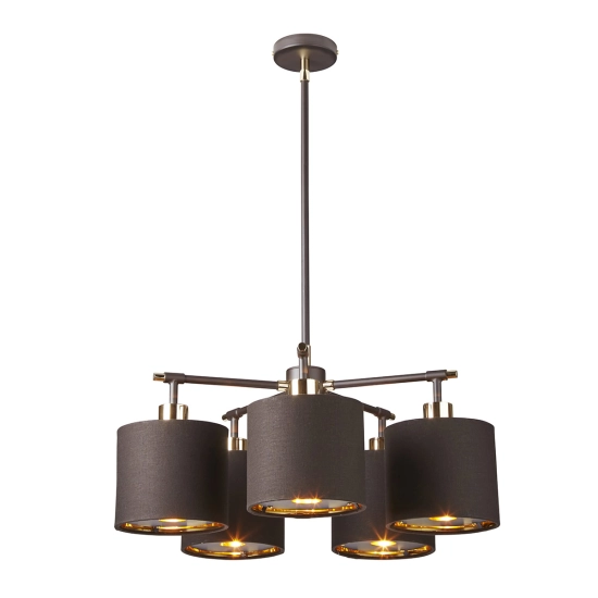 Żyrandol Balance – 5 źródeł światła – Brązowy / Polerowany mosiądz BALANCE5-BRPB Elstead Lighting