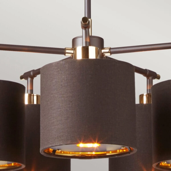 Żyrandol Balance – 5 źródeł światła – Brązowy / Polerowany mosiądz BALANCE5-BRPB Elstead Lighting