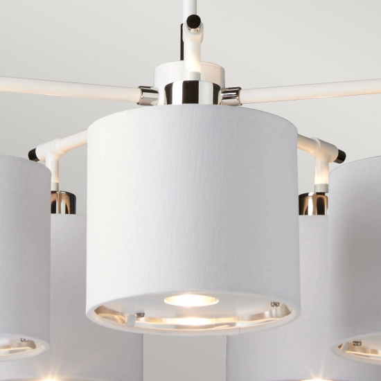 Żyrandol Balance – 5 źródeł światła – Biel i polerowany nikiel BALANCE5-WPN Elstead Lighting
