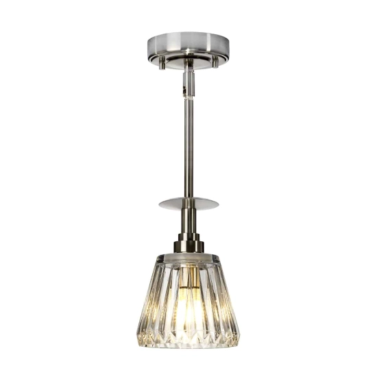 kinkiecik.pl Lampa wisząca Agatha – 1 źródło światła – Szczotkowany nikiel BATH-AGATHA1P-BN Elstead Lightnig