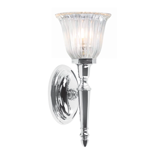 kinkiecik.pl Kinkiet Dryden – 1 źródło światła – Polerowany chrom BATH-DRYDEN1-PC Elstead Lighting