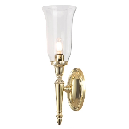 kinkiecik.pl Kinkiet Dryden – 1 źródło światła – Polerowany mosiądz BATH-DRYDEN2-PB Elstead Lighting