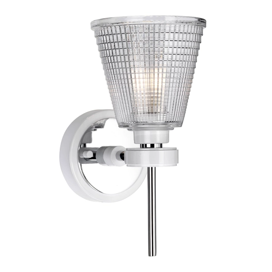 kinkiecik.pl Kinkiet Gunnis – 1 źródło światła – Biel i polerowany chrom BATH-GUNNIS1-WPC Elstead Lighting