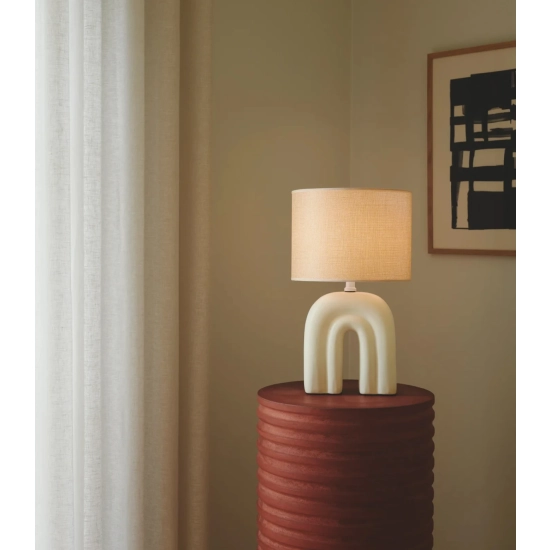 Beżowa lampa stołowa Haze Nordlux - ceramika i len 2412705009