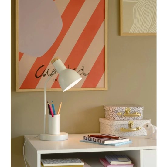Biała lampa biurkowa Devone wbudowany organizer 2512405001 Nordlux
