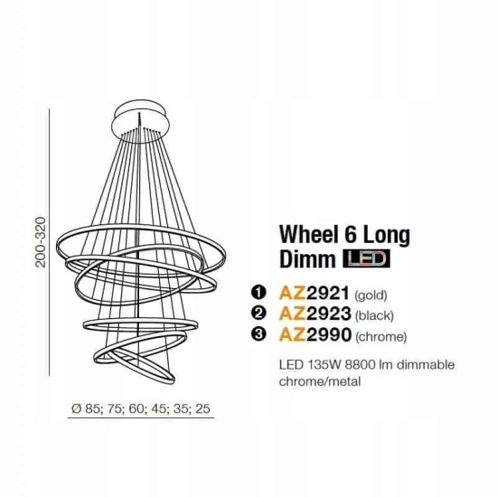 Lampa wisząca WHEEL 6 AZ2923 AZZARDO