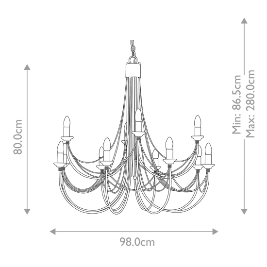 Żyrandol Carisbrooke – 12 źródeł światła CB12-BLACK Elstead Lighting