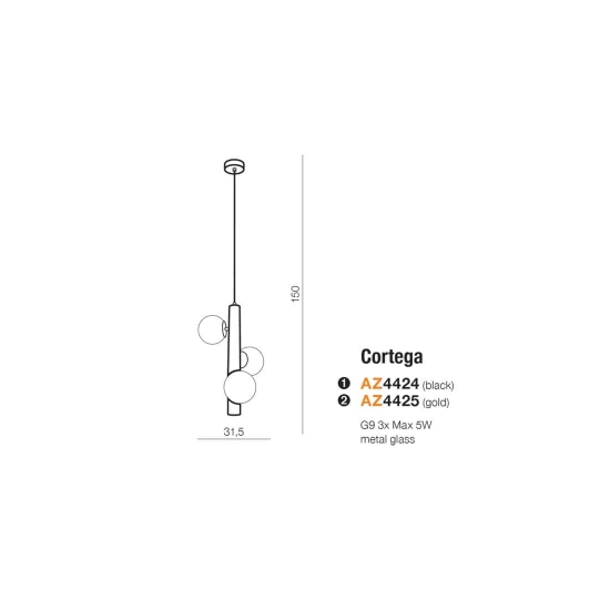 Lampa wisząca Cortega (gold) AZ4425 AZZARDO