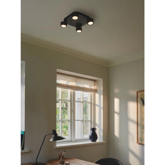 Czarna lampa sufitowa LED Clyde 4 Nordlux Moodmaker™ 2412256003
